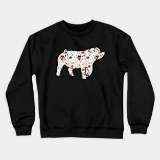 Watercolor Floral Pig Silhouette 1 - NOT FOR RESALE WITHOUT PERMISSION Crewneck Sweatshirt